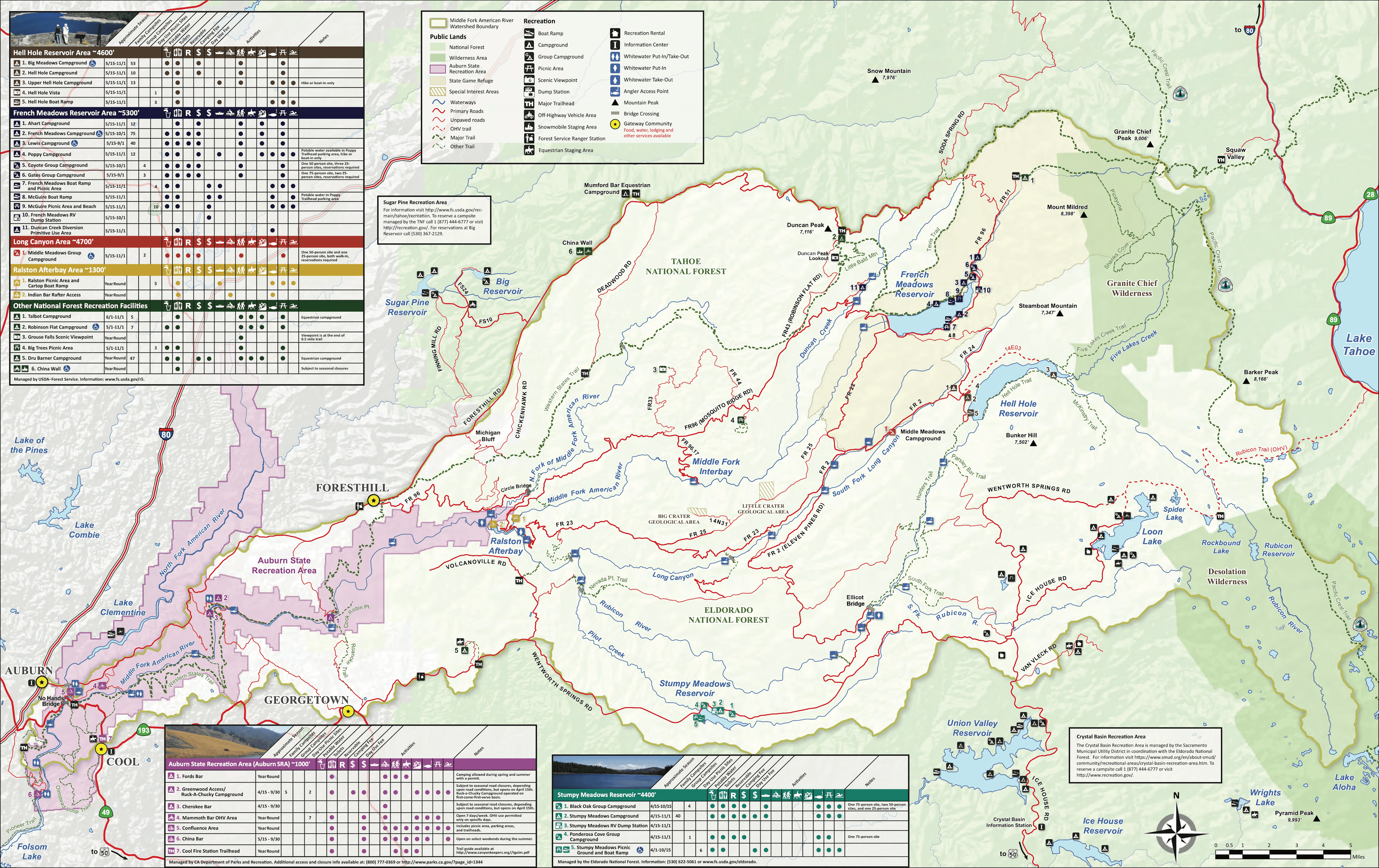Middle Fork American River Recreation Map